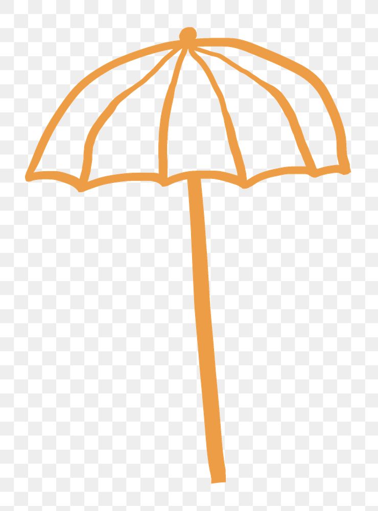 Umbrella png sticker summer vacation doodle in orange