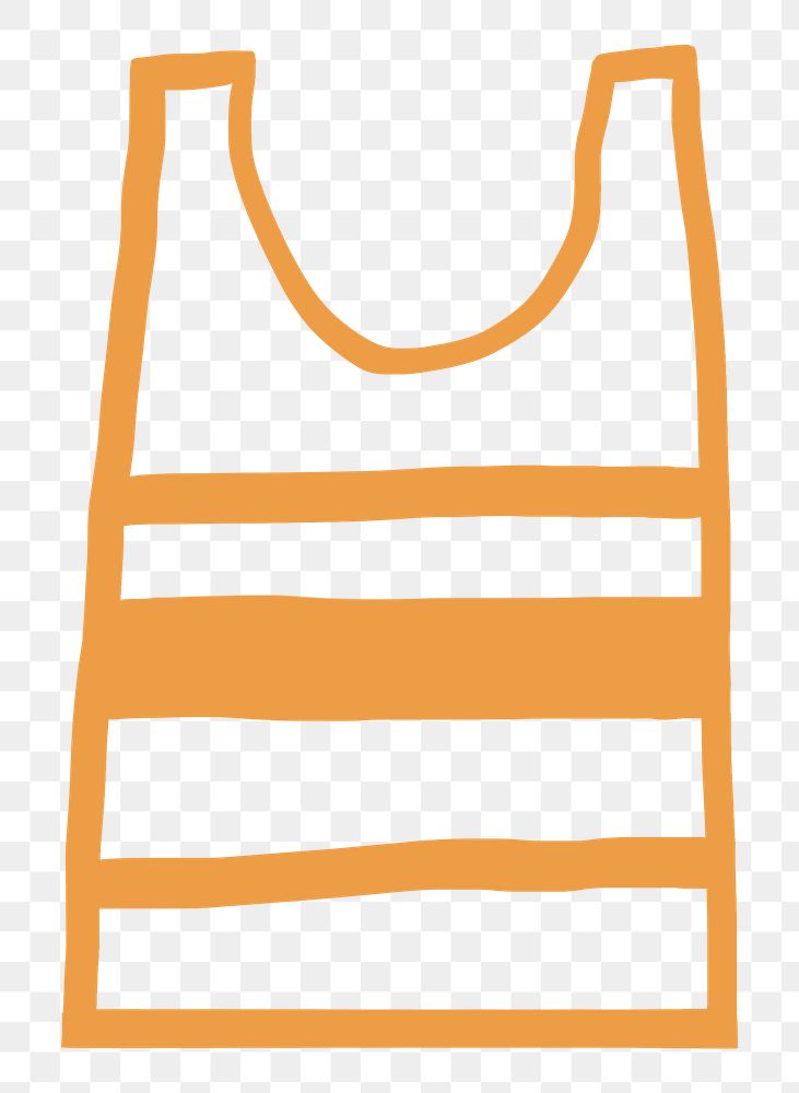 Tank top png sticker summer vacation doodle in orange