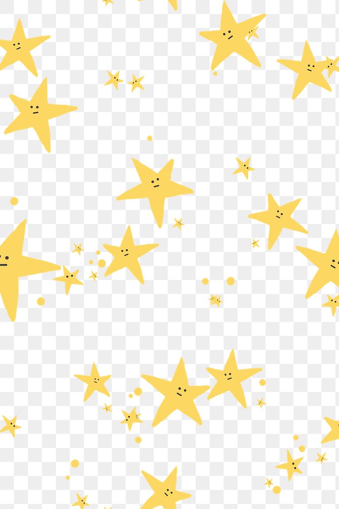Stars png cute seamless pattern background doodle drawing for kids