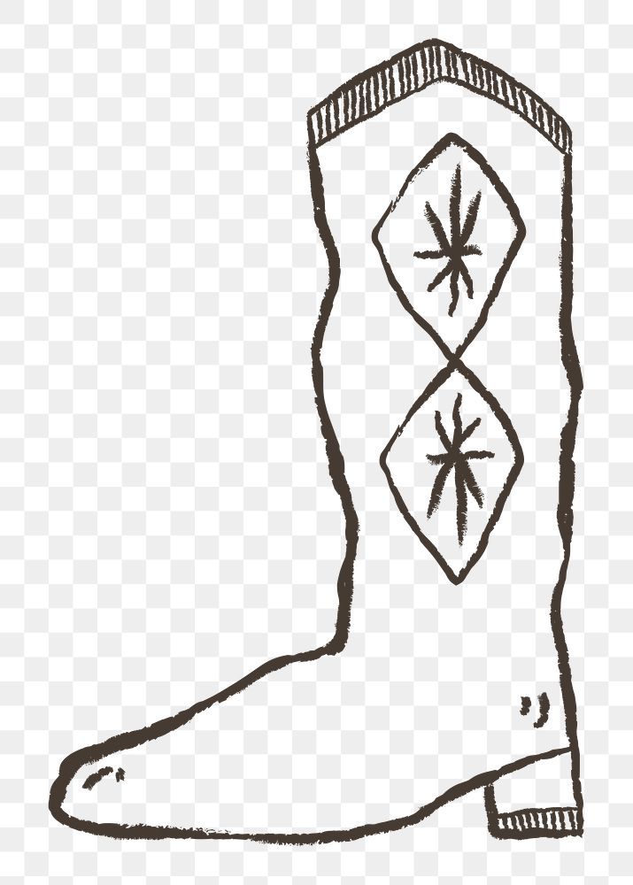 Cowboy boots png logo in vintage rodeo theme