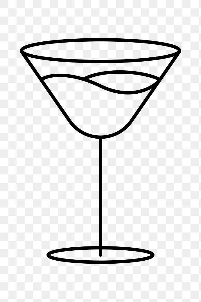Martini glass png graphic line art style