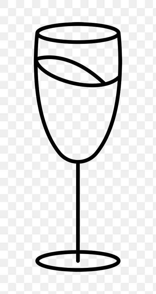 Champagne glass png graphic line art style