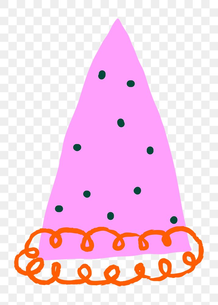 Png birthday cone hat sticker in cute doodle style