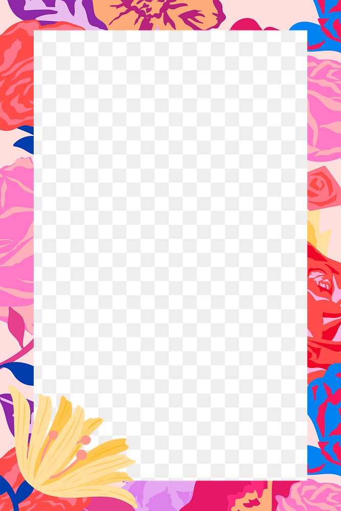 Roses png pink floral frame square rectangle on transparent background