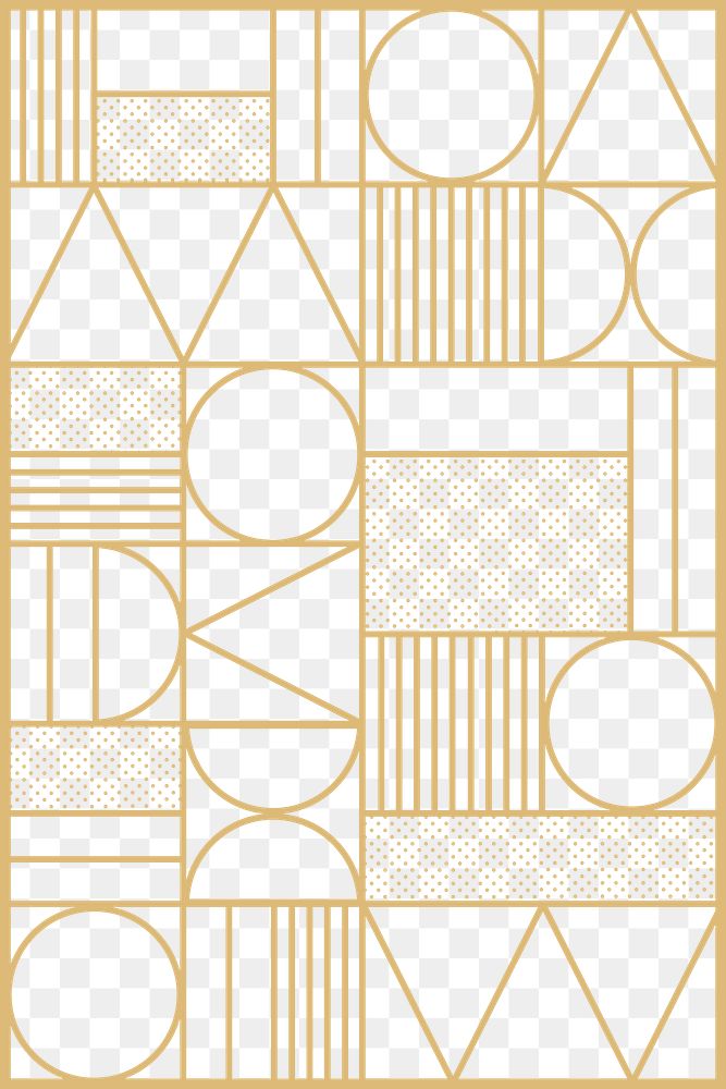 Art deco pattern png transparent background in gold