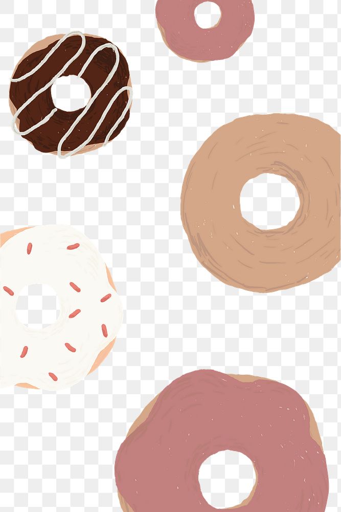 Cute donut patterned background png cute hand drawn style