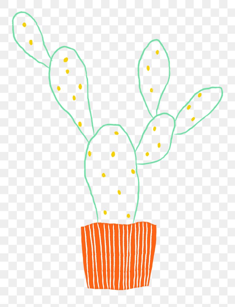 Bunny ears cactus png doodle hand drawn 