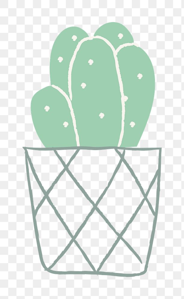 Potted cactus png houseplant doodle 