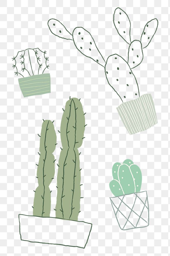 Houseplant cactus png sticker set