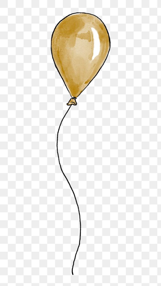 Gold balloon png hand drawn sticker