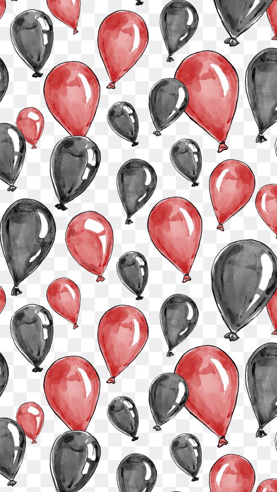 Festive png balloon background in red and black