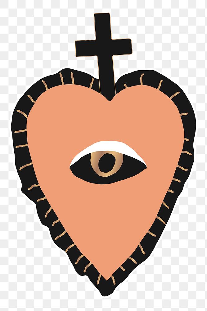 Mystic eye heart png occult Halloween witchcraft sticker