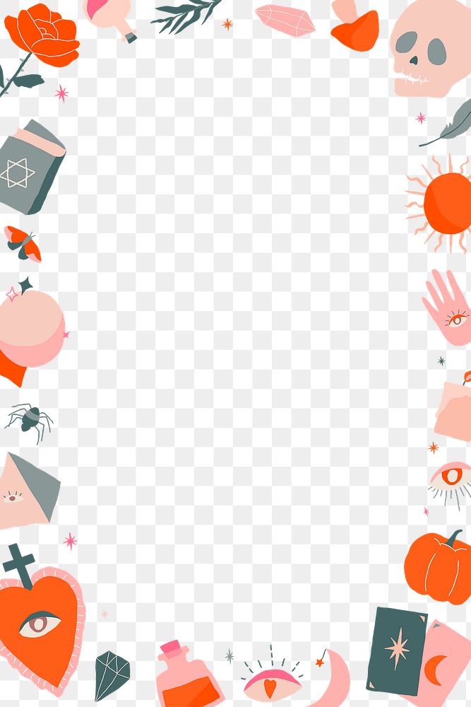 Happy doodle magic Halloween png frame