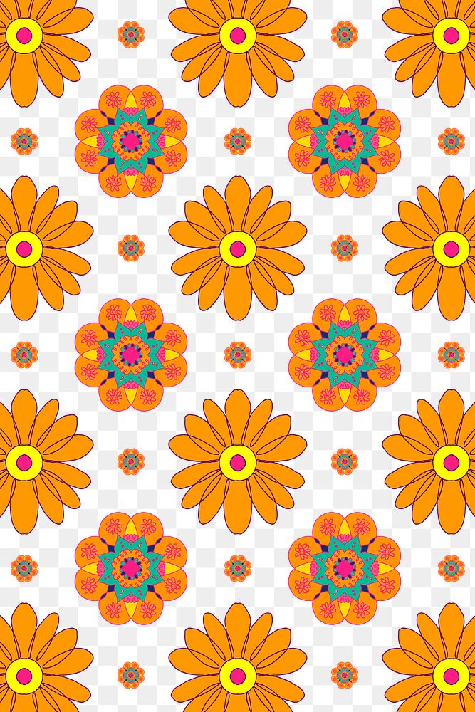 Marigold flower png pattern Diwali festival transparent background