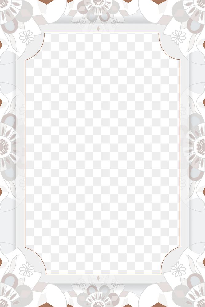 Mandala pattern gold png border frame gray Indian style illustration