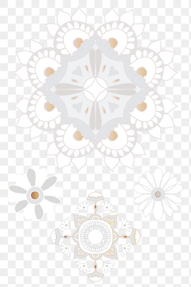 Indian Mandala element png sticker floral illustration set