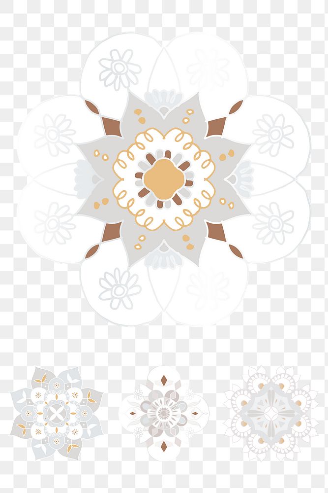 Indian Mandala element png sticker floral illustration set