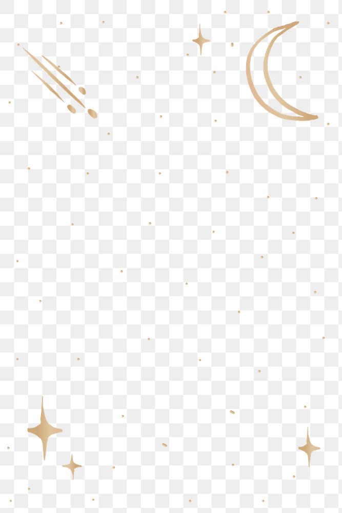 Moon and stars gold png border starry sky galaxy