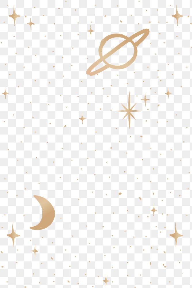Saturn half moon png gold starry sky