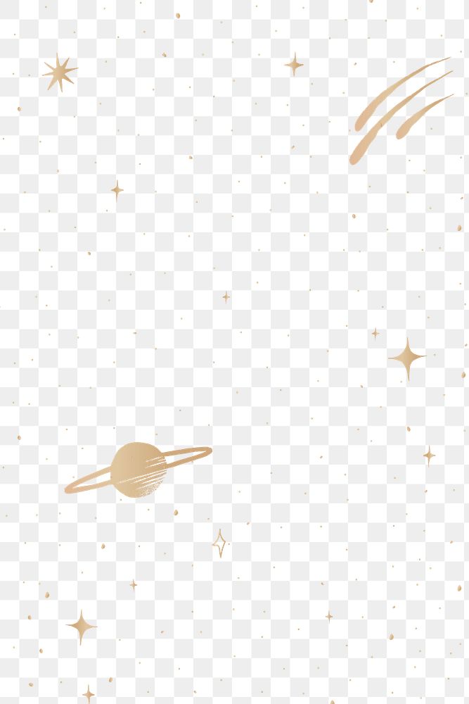 Saturn galaxy png gold starry sky on transparent background