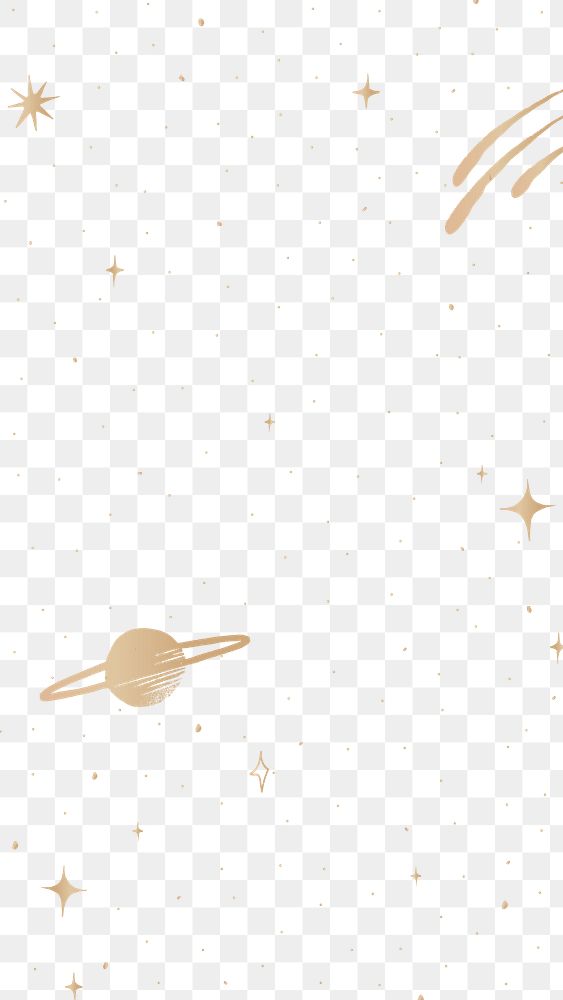 Saturn galaxy gold png starry sky on transparent background