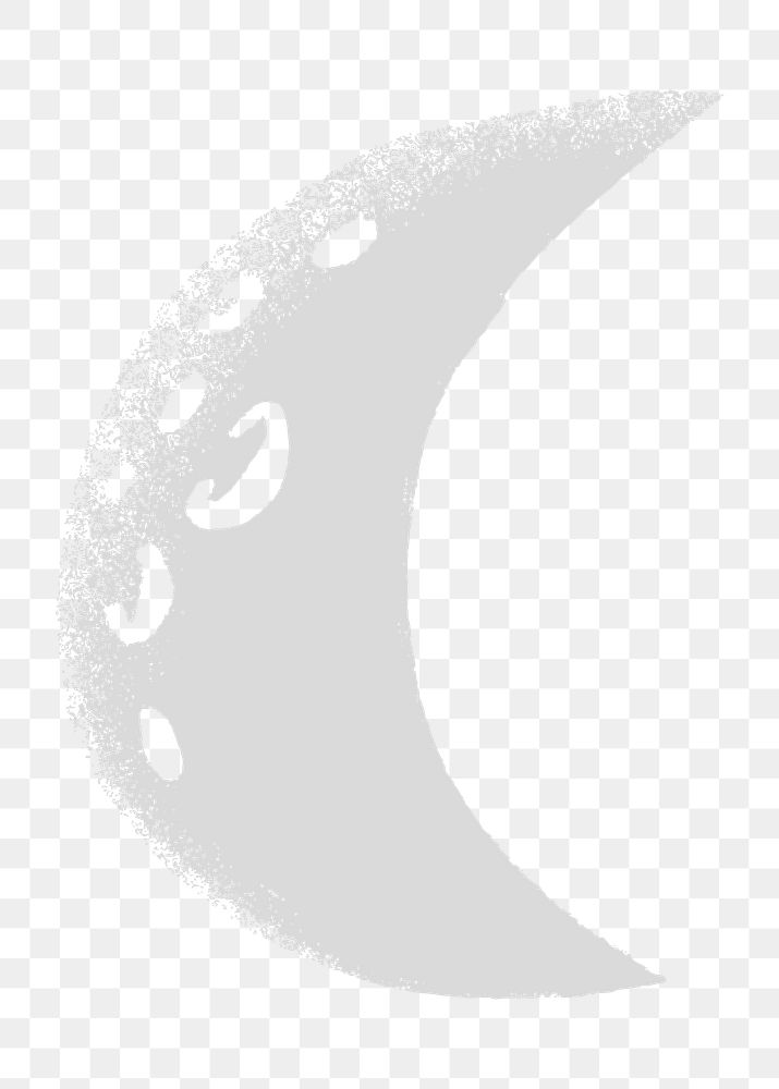 Space half moon gray png galactic doodle sticker