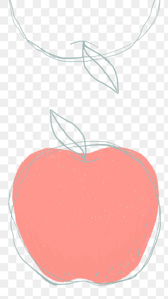 Pink apple fruit png hand drawn copy space