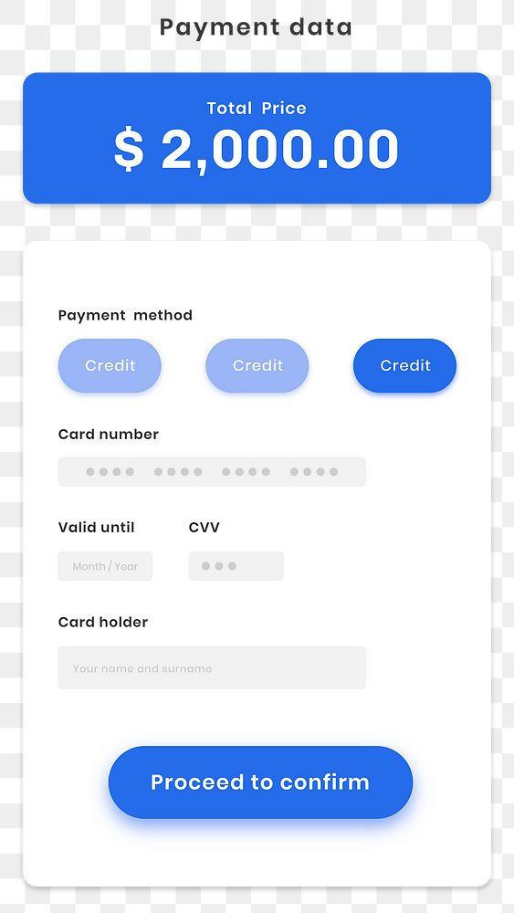 Online payment png mobile application template