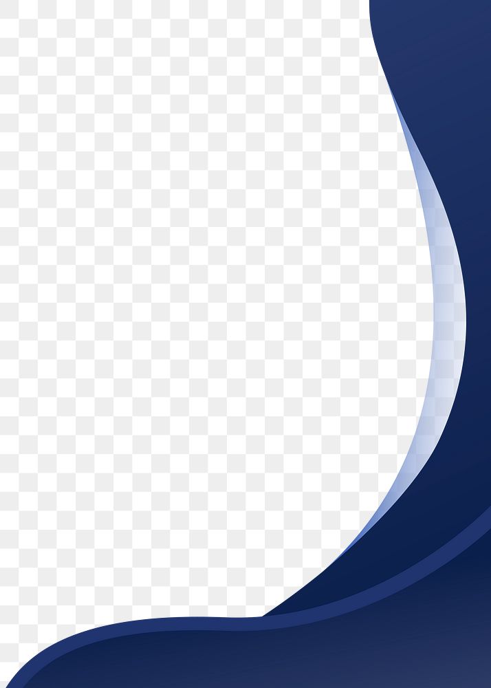 Blue curved border transparent background png for corporate business
