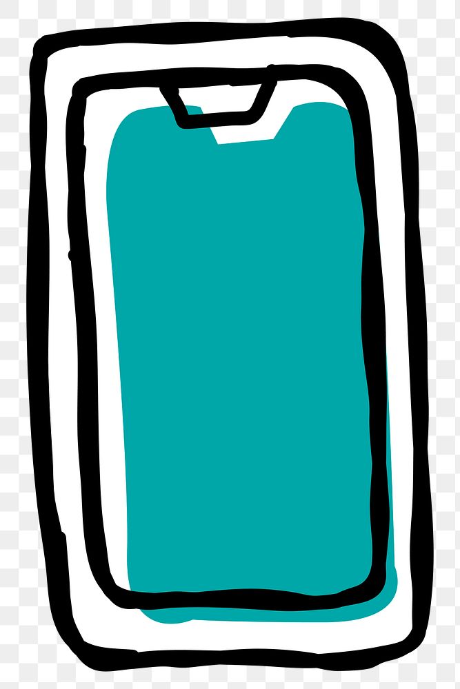 Green smartphone png hand drawn doodle icon