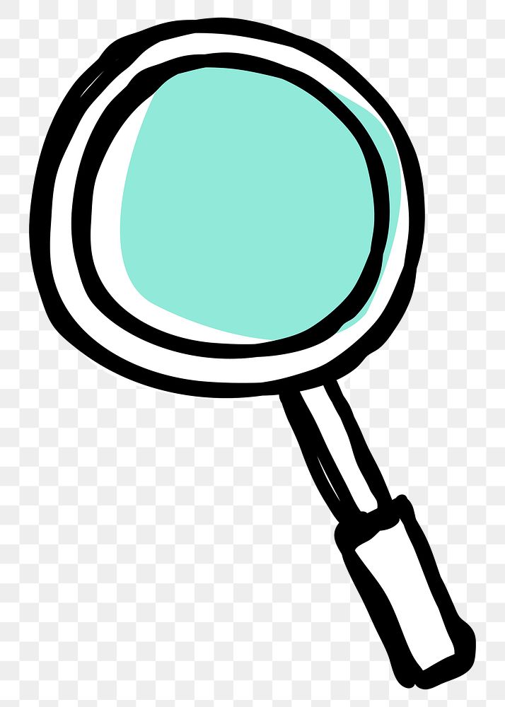 Green magnifying glass png with doodle design