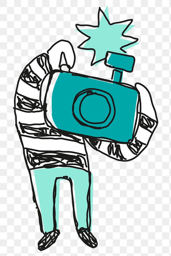 Green hand drawn photographer png clipart