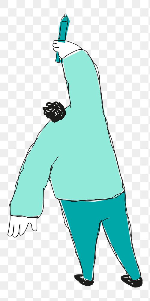 Green outfit man drawing transparent png