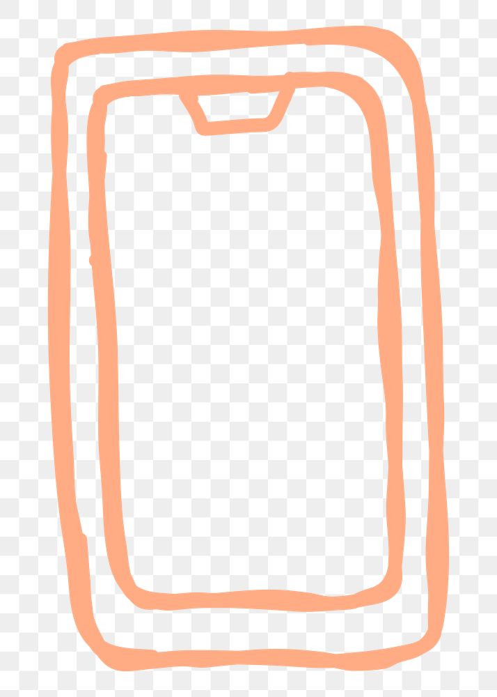Orange hand drawn smartphone transparent png icon