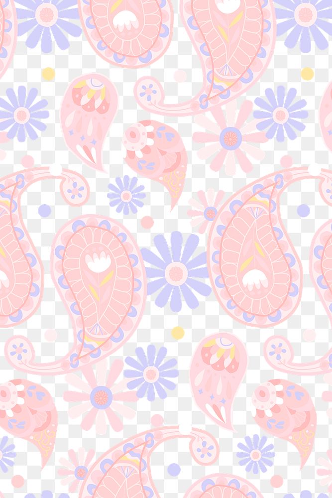 Pastel Indian paisley pattern png transparent background