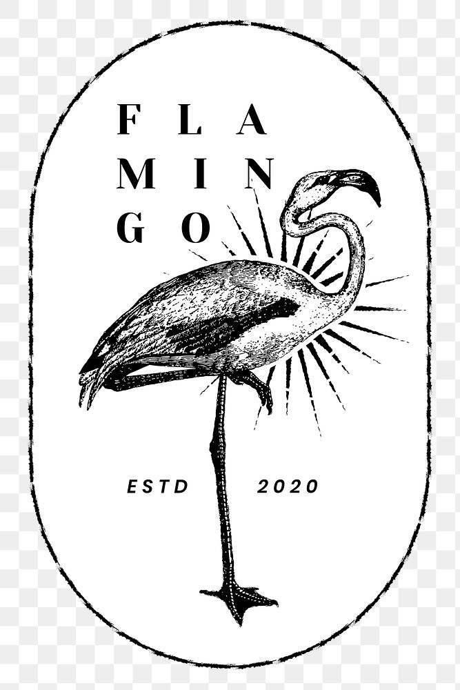 Vintage small business png logo flamingo badge