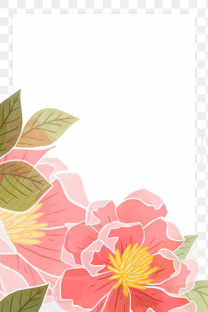 Hand-drawn png rose flower border frame transparent background