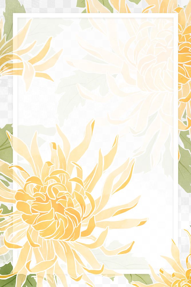 Hand-drawn png chrysanthemum frame transparent background