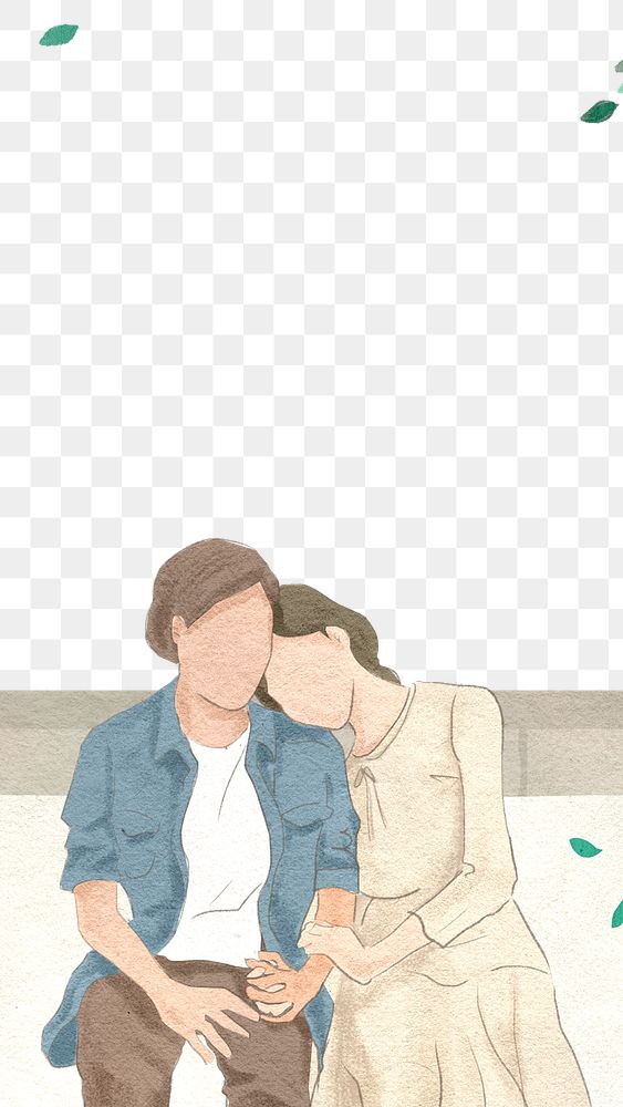 Couple on a date png Valentine&rsquo;s theme hand drawn illustration