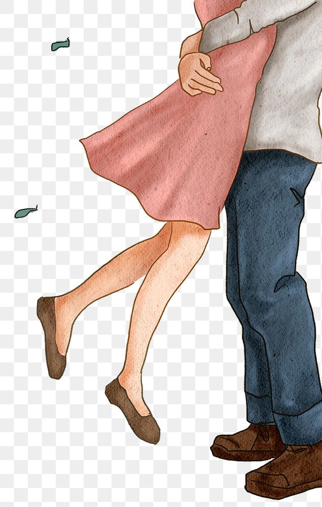 Couple jump hugging png romantic Valentine&rsquo;s illustration