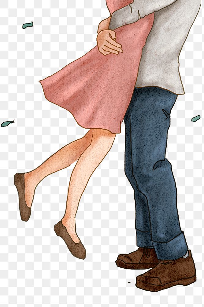 Couple jump hugging png romantic Valentine&rsquo;s illustration