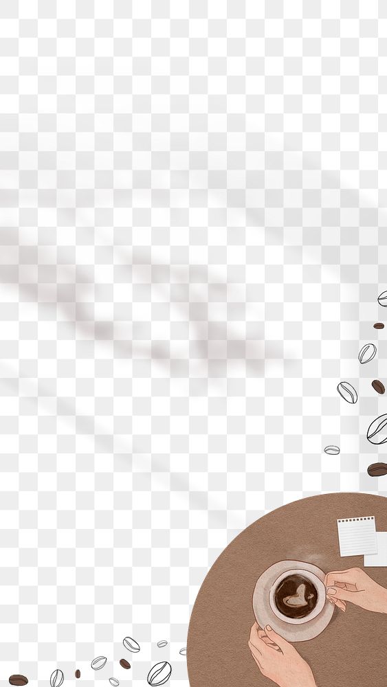Cute brown border png with coffee beans shadow transparent background