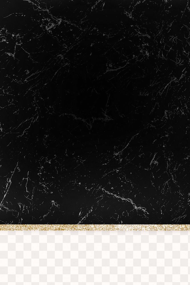 Black aesthetic marble png golden sparkly transparent background