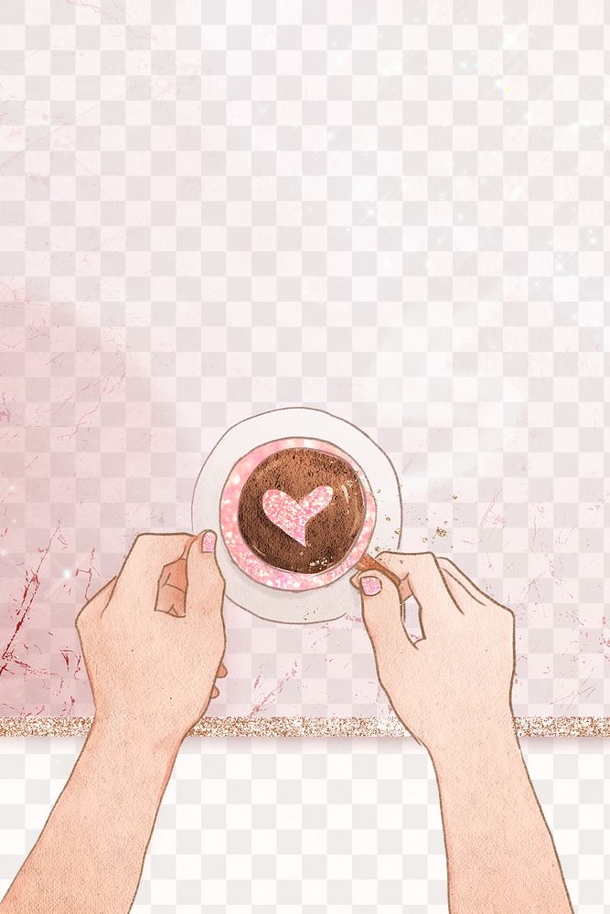 Cute heart on coffee Valentine&rsquo;s png transparent background