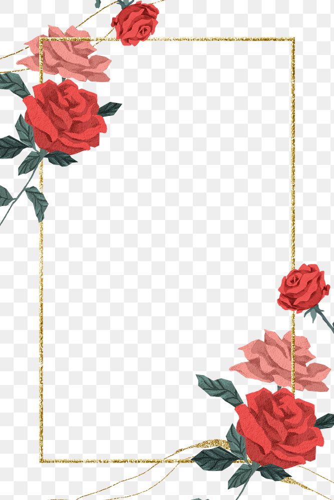 Valentine&rsquo;s red roses frame png with transparent background 