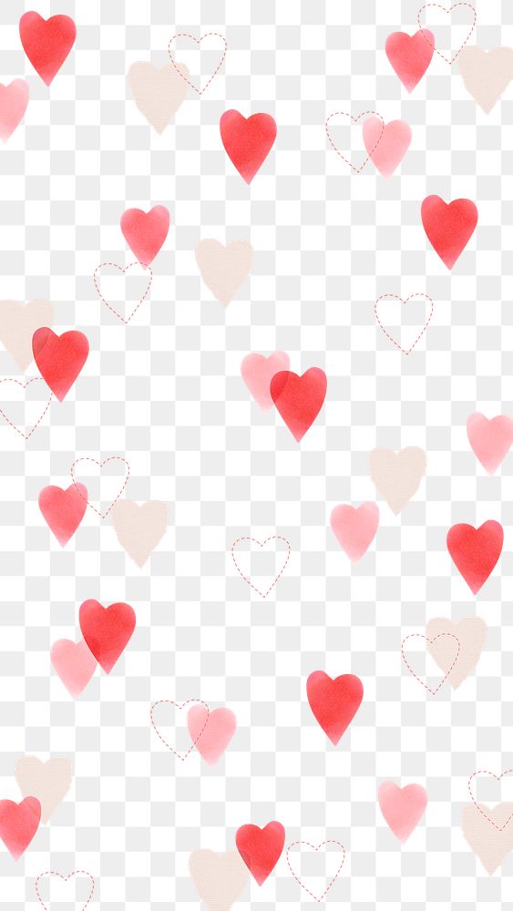 Valentine heart png pattern in transparent background