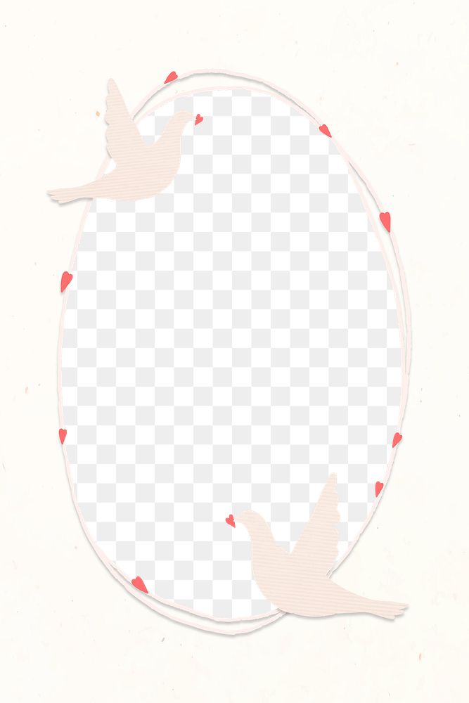 Cute birds frame png in transparent background
