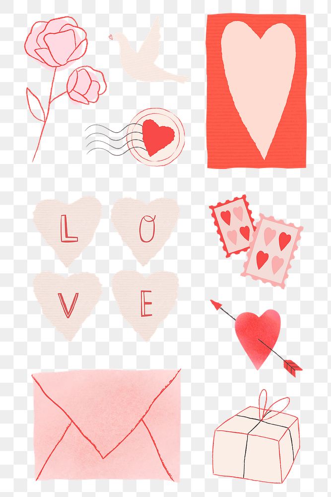 Lovely decorations for Valentine png transparent set 