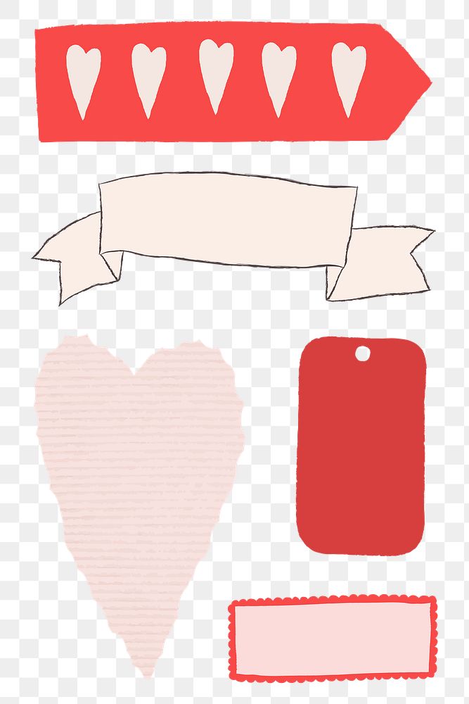 Valentine doodle design element png decoration in transparent background