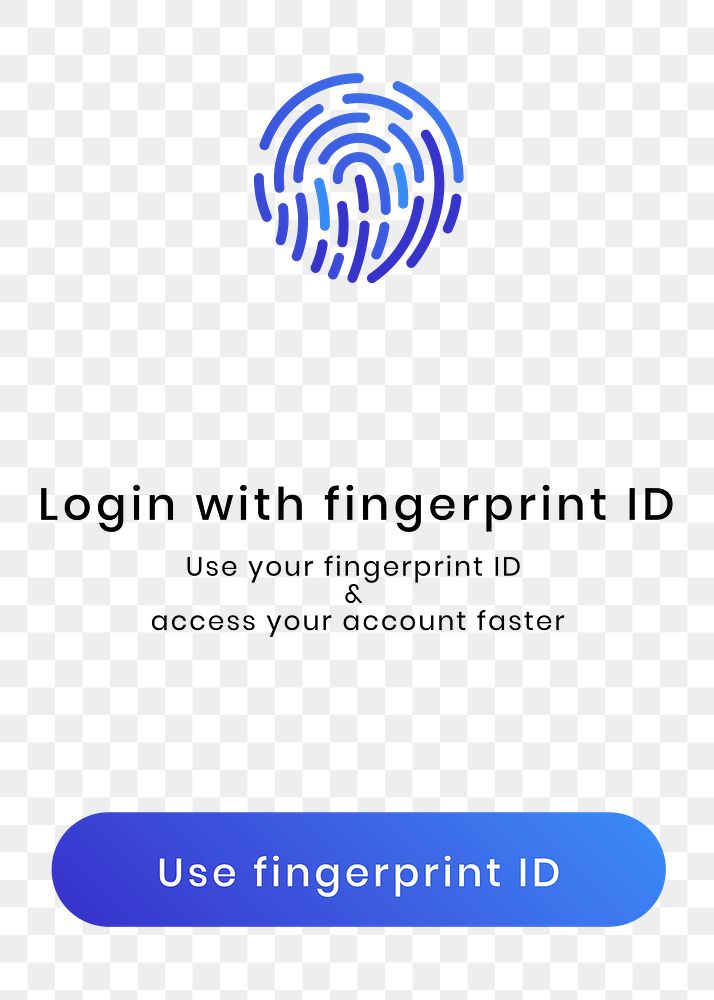Fingerprint png scan UI screen for smartphone